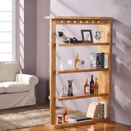 橡木色时尚雅依格酒柜，简约主义实木书架，多功能环保隔断107