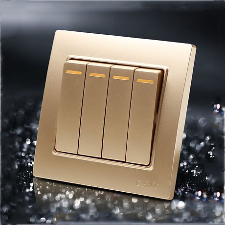 CHNT/正泰四开单控开关，型号NEW7L-X/00700，香槟金色开关按钮