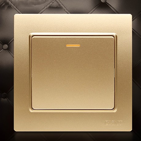 正泰NEW7-L00202内嵌式安全钢架开关，单开双控开关，86型香槟金