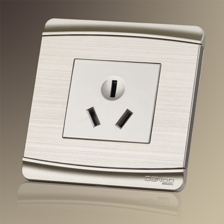 丹珑品牌16A三孔插座，香槟金墙壁插座面板，GF930316插座时尚弧线