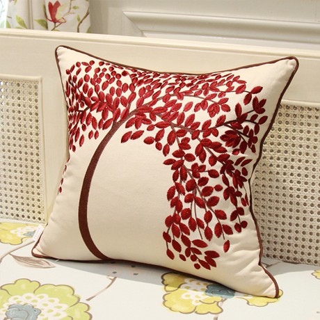 高雅立体绣花靠垫，Avigers品牌麻质中式靠垫，货号: 20141339