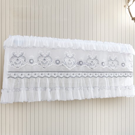 真福1.5p空调防尘罩，布艺蕾丝全包空调罩，刺绣挂机水晶纱罩件