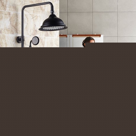 复古欧式黑色淋浴顶喷，博恩诗泰BH8015全铜莲蓬头花洒