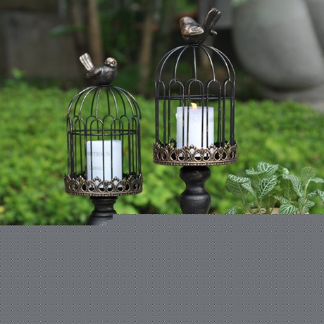 盈点罗马镂空烛台，黑金色鸟笼蜡烛，欧式餐桌装饰摆件