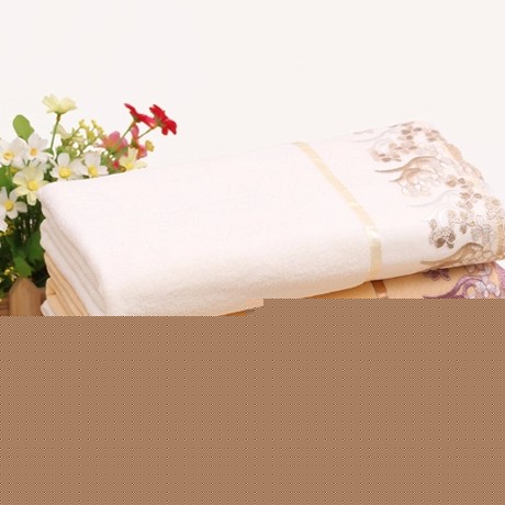 妙娇蕾丝花边立体绣花浴巾，高梳纱柔软靓丽吸水浴巾