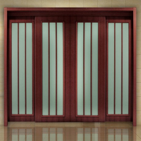 田园实木复合免漆门，TATA品牌阳台移门，环保静音推拉门@-014