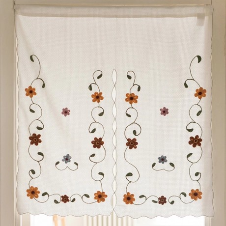 香芋谷色环保棉麻门帘，唯美立体毛线绣花布艺门帘，货号: A08