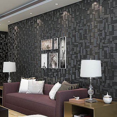德尔菲诺品牌3D经典黑墙纸，现代风格室内无纺布墙纸，热门款式，永恒经典，型号3D8612