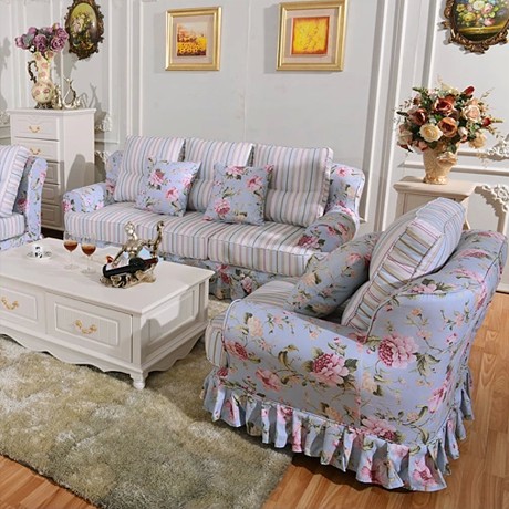 阿里丫丫淡雅田园布艺沙发，实木环保U形沙发，型号：c-53#