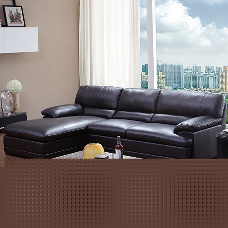 顾家家居现代简约真皮沙发，头层牛皮松木框架客厅沙发L型组合，货号1298