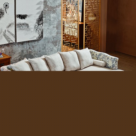 美式乡村印花布艺沙发，优梵艺术多人沙发组合带贵妃位， 型号：S14P-3+ZGF-HuaN可拆洗沙发