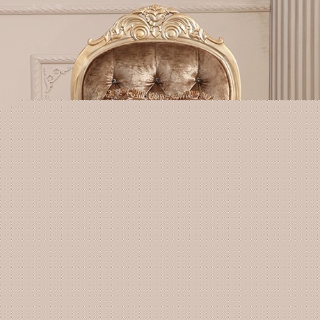 都铎王朝香槟金色布艺客厅沙发椅，立体描金雕花欧式奢华风格，进口橡木椅脚结实稳固