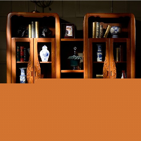 皇家匠人高雅现代中式艺术实木书架，多功能榆木书柜，型号: HX-06