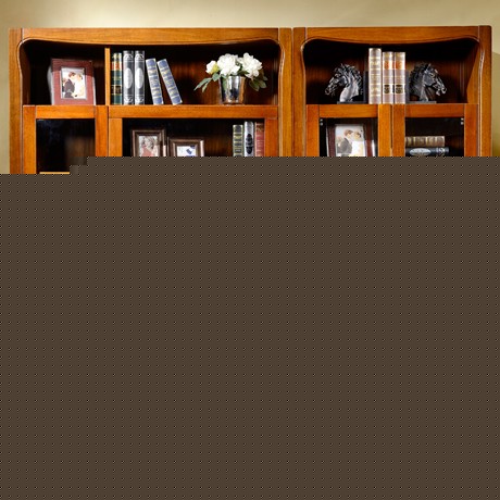 皇家匠人全实木雕花书柜，超大储物空间胡桃木书架，型号: HS-5306