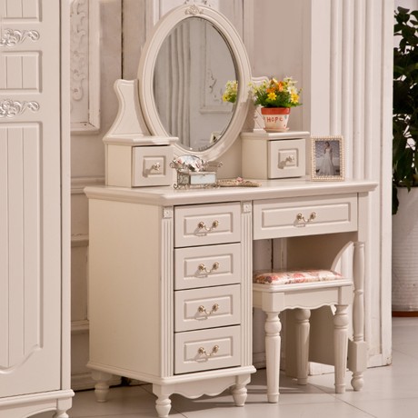 韩优佳田园实木梳妆台，奶白色组装烤漆卧室化妆桌，型号：st008
