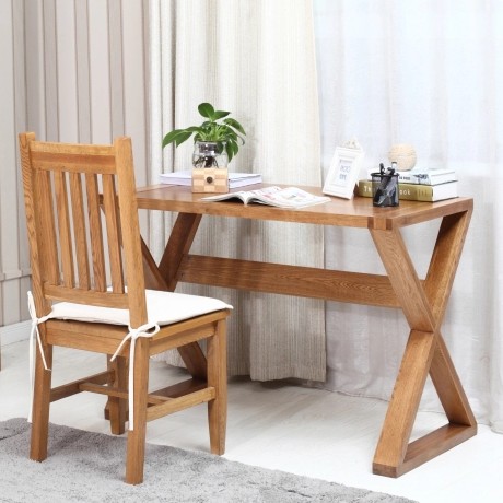 北欧宜家创意实木书桌，源氏木语质朴组装橡木电脑桌，型号: Y0282