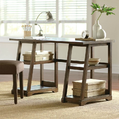 美朴生活实木胡桃色书桌，宜家简约造型，型号: XHWDM0010