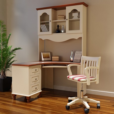 诗帝轩高档楸木实木框架书桌，书房卧室多功能书桌，型号：232转角书桌