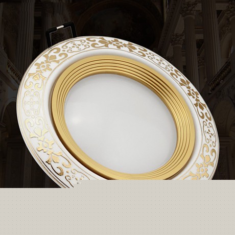 Bonds/邦德士金色浮雕陶瓷筒灯，LED三色光天花灯，亚克力铝材筒灯