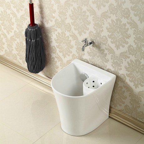 路易圣堡4232自动下水陶瓷靠墙式拖把池，一体全铜配件智结釉面墩布池