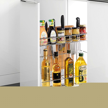 悍高多功能阻尼导轨不锈钢拉篮，实心挂钩一体成型调味篮，型号: 306021