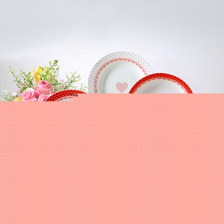 心心相印韩式创意陶瓷餐具，36头彩色碗筷组合浪漫唯美风，适宜婚房使用