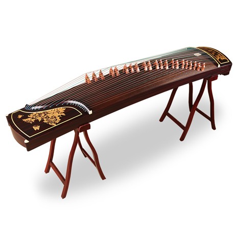 雁鸣纯红木色长方形古筝,梧桐木尼龙钢丝弦雕花古筝，型号：YM-DK-001