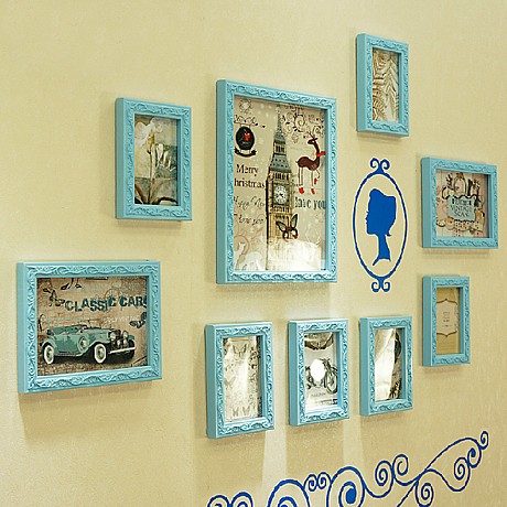 森图亚欧式照片墙，多色精美花边相框墙-墙体装饰唯美清新风