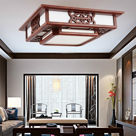 上古灯饰长方形现代中式吸顶灯,高档亚克力实木花纹led吸顶灯，型号1133