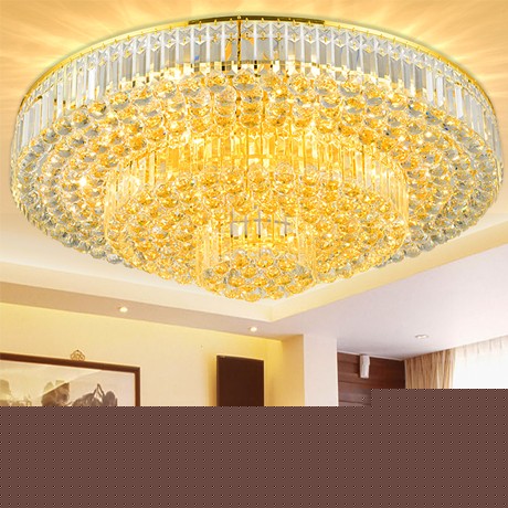 博维简约聚宝盆灯饰，客厅金色水晶吸顶灯，华贵格调精致吸顶灯2019