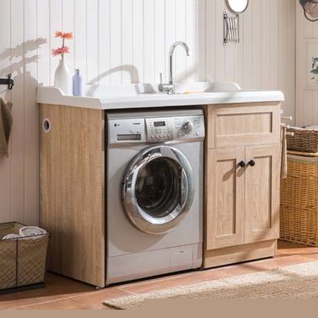 克丽·菲儿落地浴室柜，多功能免漆洗衣柜，石英石搓衣板