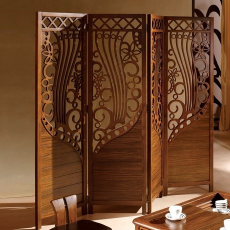 克莎蒂LL-8451实木中式风格屏风，精美雕花饰面稳定结构框架玄关屏风隔断