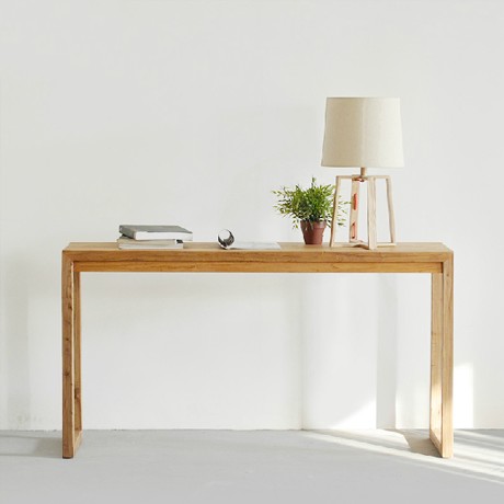 铮舍现代极简纯实木平头玄关台，多功能榆木纹整装玄关柜，型号: ZS-2013T-CT