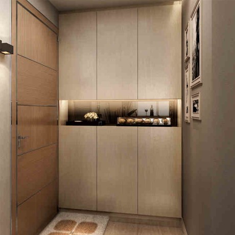 索菲亚现代简约门厅柜，客厅板式双面隔断柜，环保E0级3门玄关柜