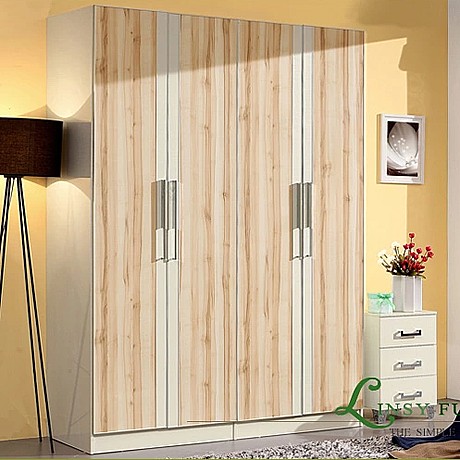 林氏木业品牌相间木纹衣柜，时尚简约品质衣橱，近乎完美，实用之选，型号82E01+A22