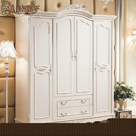 诗雅轩家具品牌4门橡胶木衣柜，欧式纯白色衣橱，温馨浪漫，非凡品质，型号636