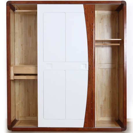 白色实木卧室衣柜，光明家具现代简约双门衣橱，环保平开门式WX-L72103-200A