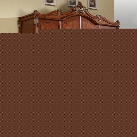 美式推拉门广兰衣柜，双面雕花平开四门衣橱，实木QM0838整体衣柜