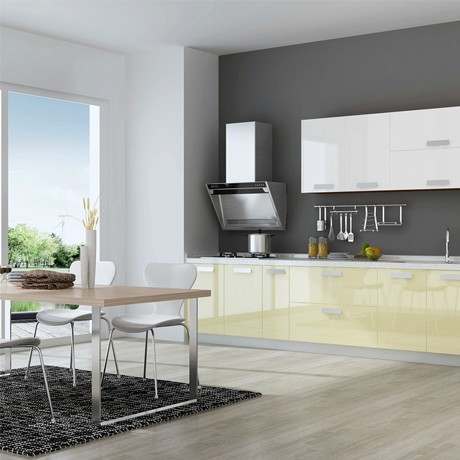 柏厨品牌刨花板整体橱柜，潮流吸塑门板橱柜，款式丰富，质地优良，型号2014012204