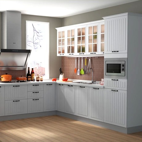 金牌橱柜美式风情整体橱柜，唯美西雅图古白色，吸塑橱柜