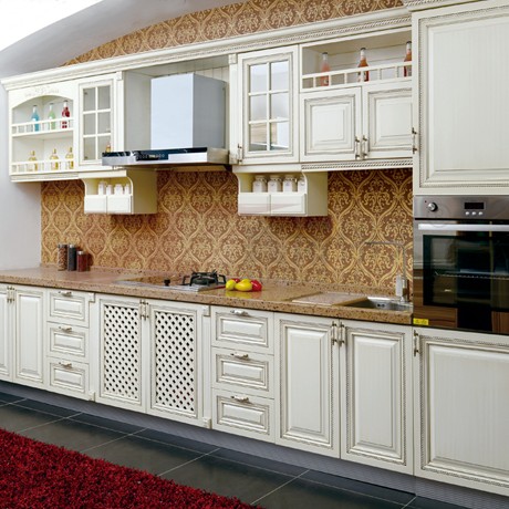 鑫诺伟天ZJM01纯实木定制型整体橱柜，橡木指接一字形橱柜