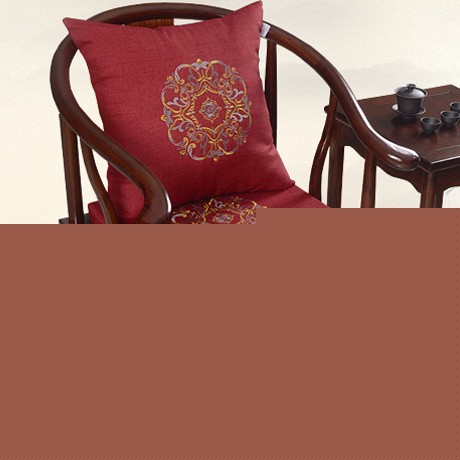 亚星中式圈椅坐垫，HZD-72绣花棉麻椅垫，古典垫子可拆卸清洗