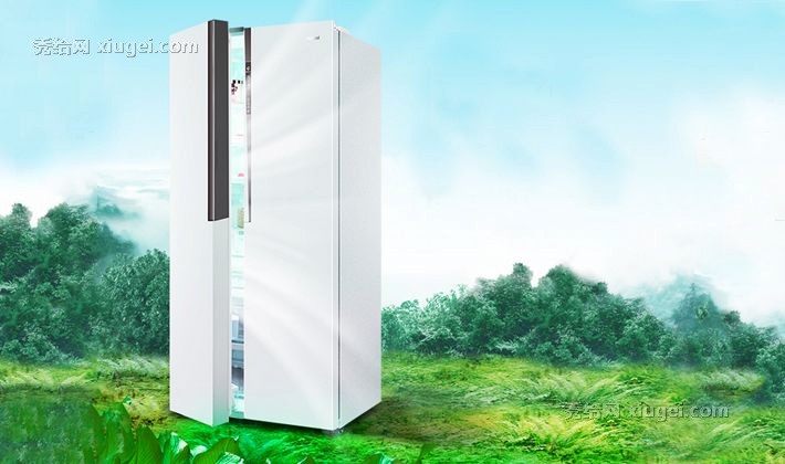 轻薄机身对开双门冰箱，海尔风冷无霜技术冰箱，家用静音节能冷冻箱