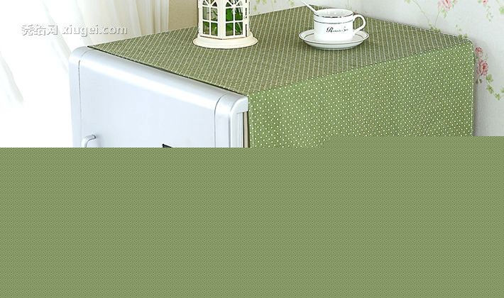 华丽莱小清新棉麻冰箱罩子，带储物功能电器防尘布，型号：Hbx001