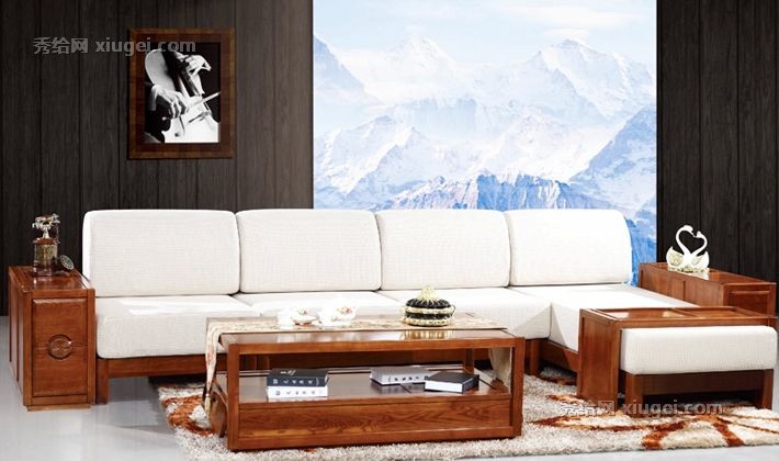 光明水曲柳实木新古典茶几，喷漆隐形储物客厅茶几，货号198-32851D-130