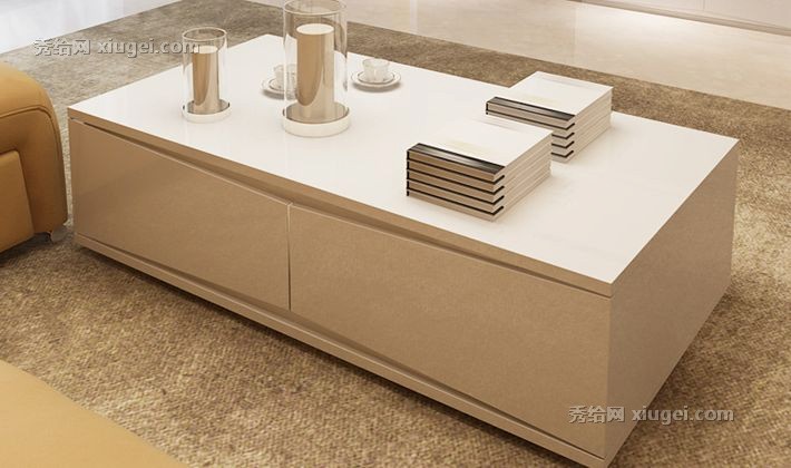 时尚现代简约茶几，一米爱大容量储物矮桌，钢琴烤漆白色茶几L172