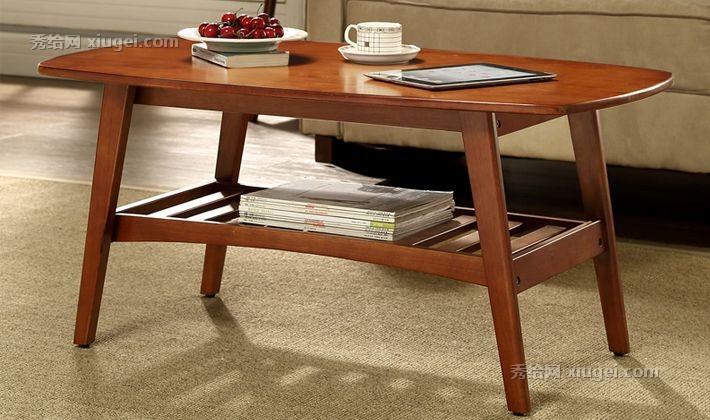 纯实木好战友茶几，简易美式乡村茶桌，HZYK镂空储物环保茶几