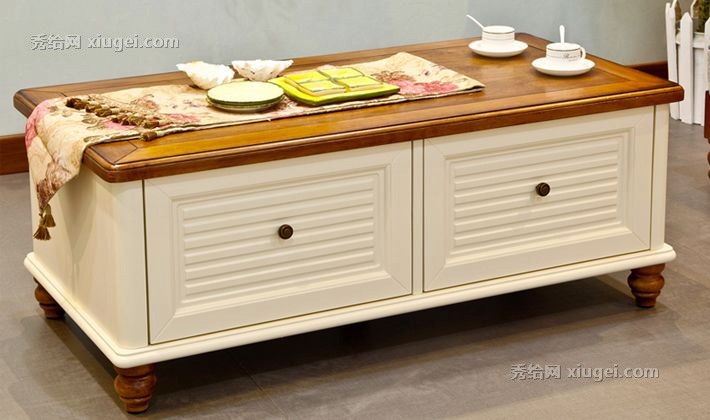 伯天禾客厅茶几实木面板，地中海风格静音茶桌，B-CJ102环保耐用茶几