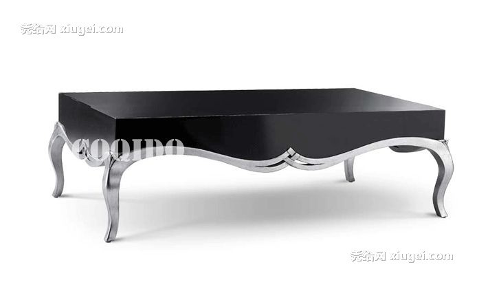 Coqido/卡琪朵钢琴烤漆家用茶几，长方形桦木金银箔茶几，型号: N136