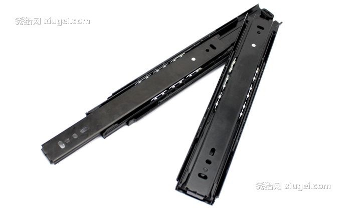 Hettich/海蒂诗3节抽屉轨道，烤漆钢珠黑色滑轨，托底承重45kg轨道